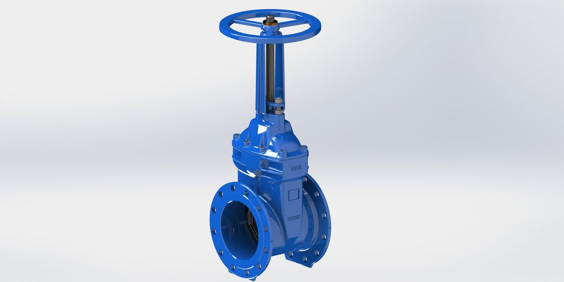 FBE Coated Yoke Water Gate Valve With Rubber Wedge Rising Stem Outside