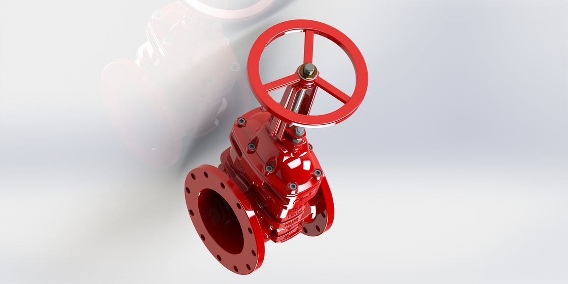 Ductile Iron Gate Valve For Fire Fighting System Red FBE Coated Flanged