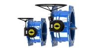 Blue Double Flange / Double Eccentric Butterfly Valve Ductile Iron Founded
