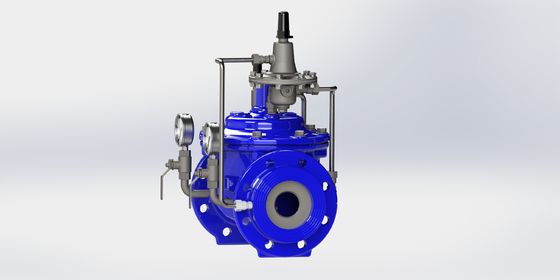 PN16 Ductile Iron Flow Control Valve with High Pressure Resistance and Blue Ral5005 Finish for 0-80°F Applications