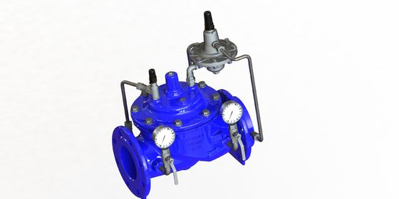PN16 Maximum Pressure Full Port Flow Control Valve in Stainless Steel with Nylon Reinforcement Diaphragm and Blue Ral5005 Finish
