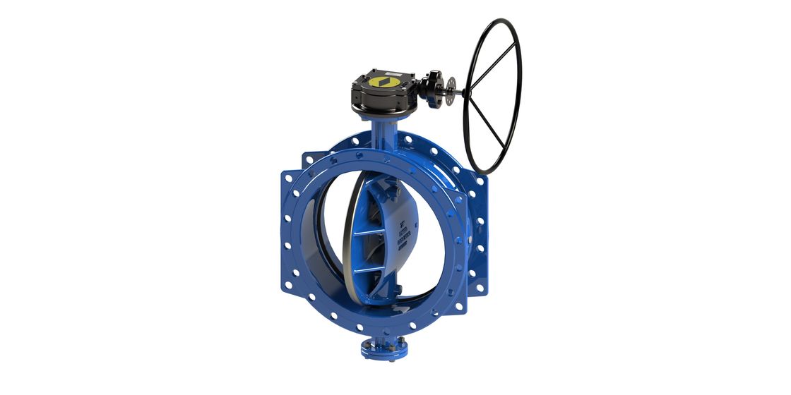 RAL 5010 Ductile Iron Double Eccentric Butterfly Valve 150 PSI