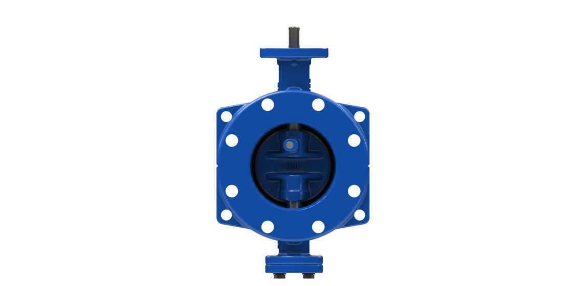 Blue Double Flanged Ductile Iron Double Eccentric Butterfly Valve